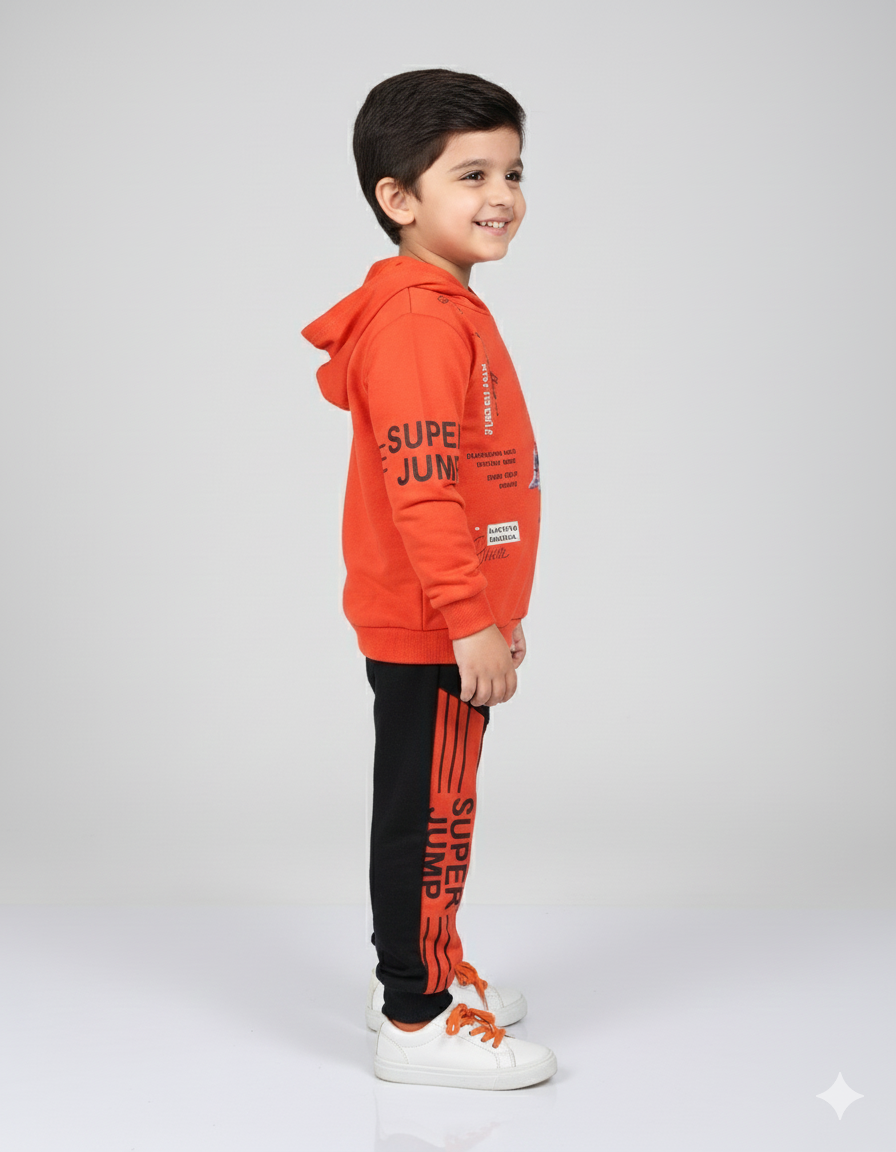 "Super Jump" Activewear Toddler Boy Tracksuit Set | Hooded Sweatshirt & Joggers