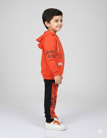 "Super Jump" Activewear Toddler Boy Tracksuit Set | Hooded Sweatshirt & Joggers