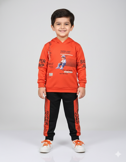 "Super Jump" Activewear Toddler Boy Tracksuit Set | Hooded Sweatshirt & Joggers