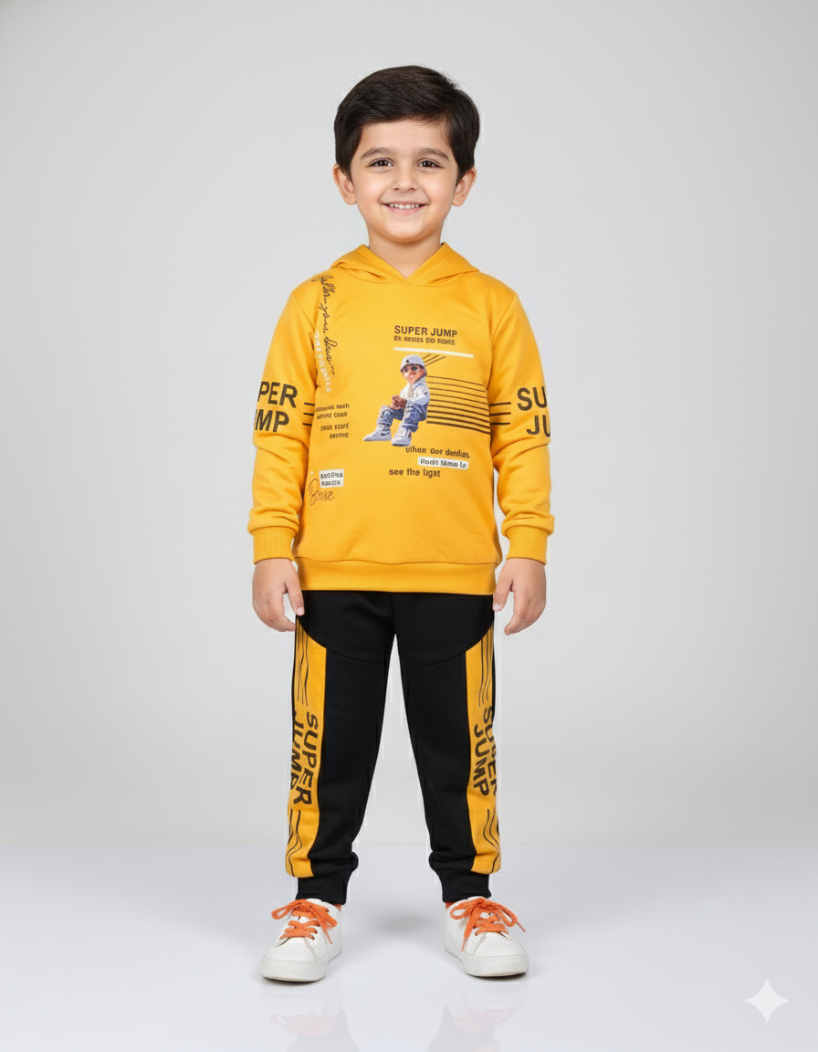 "Super Jump" Activewear Toddler Boy Tracksuit Set | Hooded Sweatshirt & Joggers