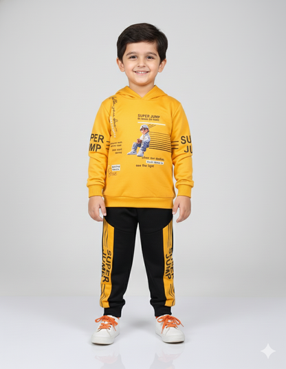 "Super Jump" Activewear Toddler Boy Tracksuit Set | Hooded Sweatshirt & Joggers