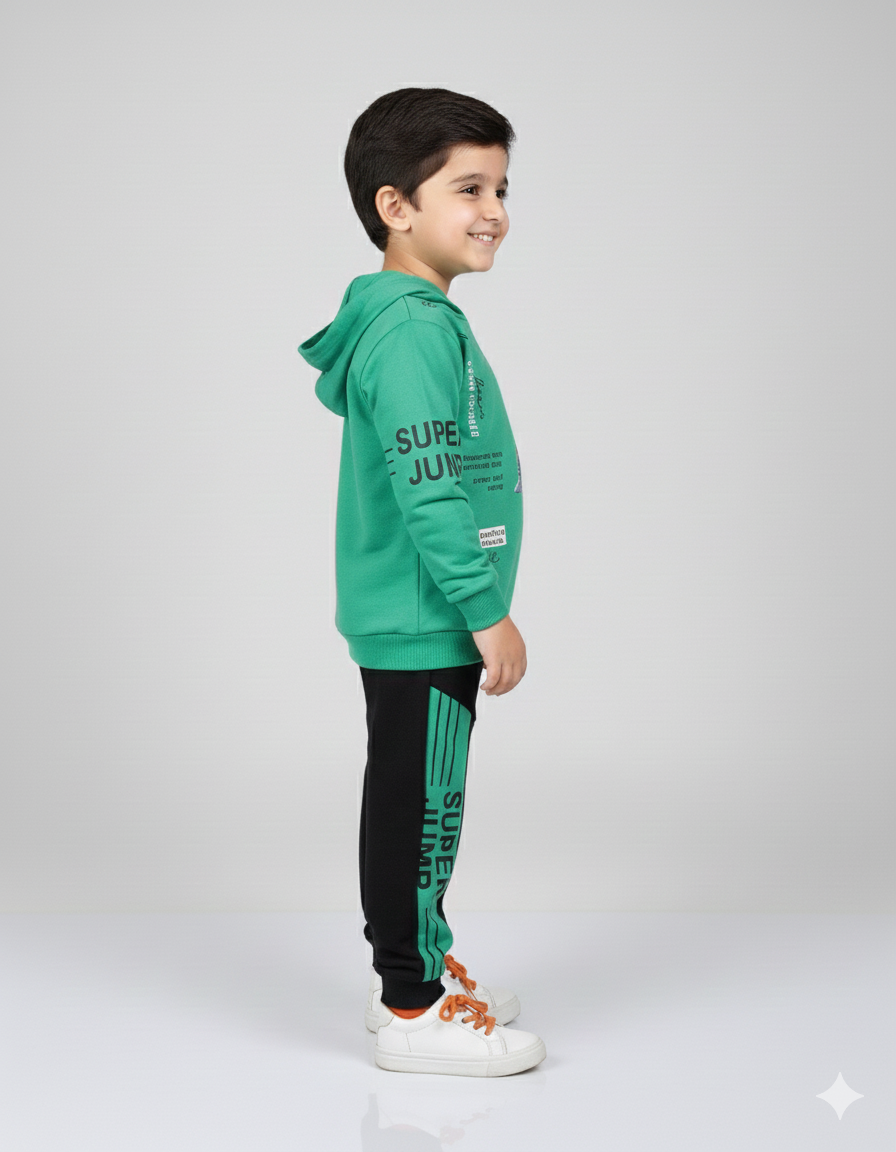 "Super Jump" Activewear Toddler Boy Tracksuit Set | Hooded Sweatshirt & Joggers