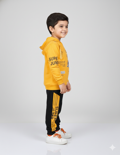 "Super Jump" Activewear Toddler Boy Tracksuit Set | Hooded Sweatshirt & Joggers